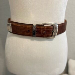 Vintage Brighton Brown Leather Belt with Silver Buckle